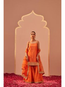 Sheetal Batra - Yasmin - Tangerine Orange Kurta And Sharara Set With Dupatta