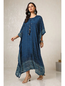 Soch - Womens Blue Chinon Sequins Kaftan Dress