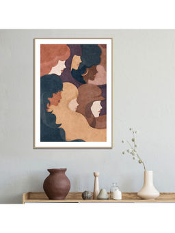 HomeTown - Simon Boho Faces Glossy Mdf Print Painting, Multicolor 50X70Cm