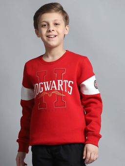 Monte Carlo - Boys Printed Red Round Neck Full Sleeve Sweatshirt