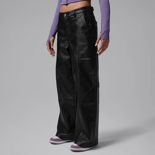 Jordan Flight - Women's Faux-Leather Baggy Trousers