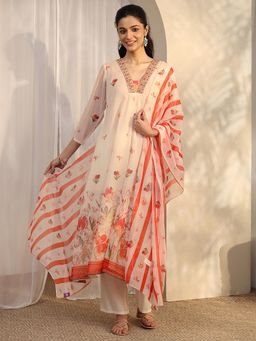 Libas - Floral Printed A-Line Kurta with and Pant with Dupatta