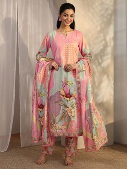 Libas - Pink Floral Printed Kurta with Pant and Dupatta