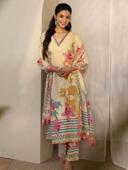 Libas - Floral Printed Straight Kurta with Pant and Floral Dupatta