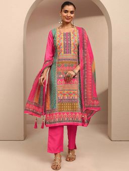 Libas - Motif Printed Straight Kurta with Pant with Printed Dupatta
