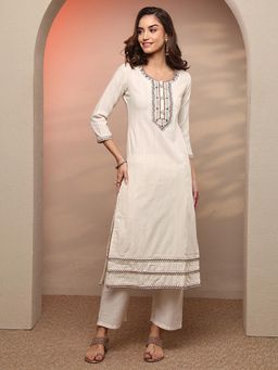 Libas - Cream Yoke Design Embellished Kurta