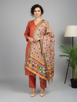 Varanga - Rust Kurta with Pant and Dupatta