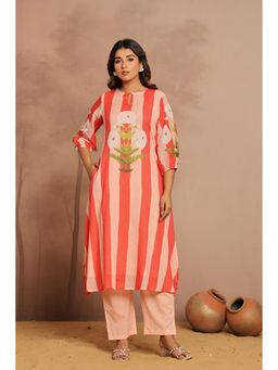 Varanga - Peach Botanical Kurta with Pant
