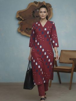 Varanga - Printed Red Kurta with Pant