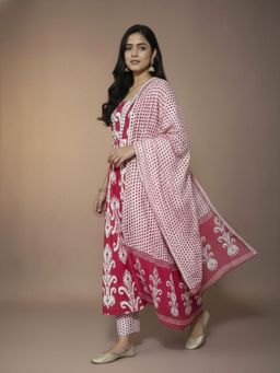 Varanga - Vibrant Red Kurta with Pant and Dupatta