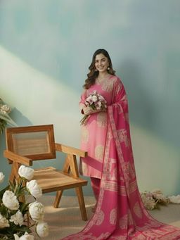 Varanga - Pink Tassel-Trimmed Kurta with Pant and Dupatta