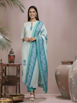 Varanga - Cotton Polished Look Kurta with Pant and Dupatta