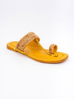 NR by Nidhi Rathi - Embellished Peach Kolhapuris