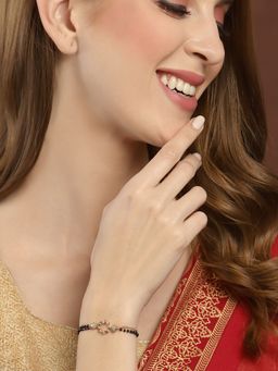 PANASH - Gold Plated CZ Stone Studded and Beaded Hand Mangalsutra