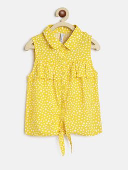 Campana - Girls Vickie Shirt Style Top Wild Dots Print Yellow