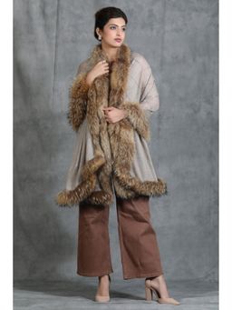 Dusala India - Cashmere Fine Wool Diagonal Embellished/Sequined with 4 sides High-Quality Fur Stole