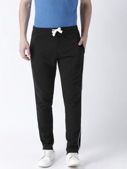 Club York - Men Black Solid Track Pant Has Side Contrast Boon