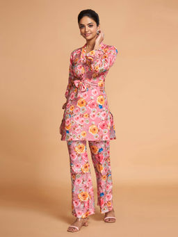 Odette - Pink Rayon Printed Stitched Co Ord (Set of 2)