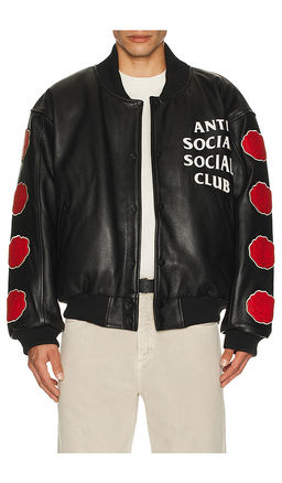 Anti Social Social Club - Petal To The Metal Leather Varsity Jacket