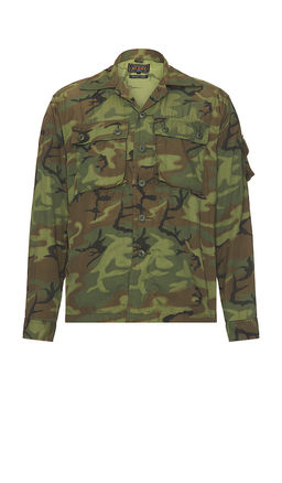 Beams Plus - Mesh Camo Jacquard Mapping Print Shirt in Camo