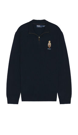 POLO RALPH LAUREN - Lex Merino Wool Novelty Bear 1/2 Zip Sweater