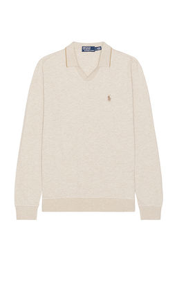 POLO RALPH LAUREN - Long Sleeve Textured Johnny Collar Polo