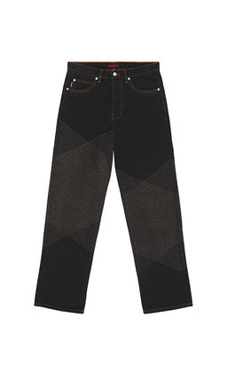 Pleasures - Grid Embroidered Baggy Jeans