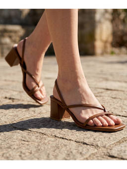 CHLLEN - Tan Cocoa Minimal Strap Slingback Heels