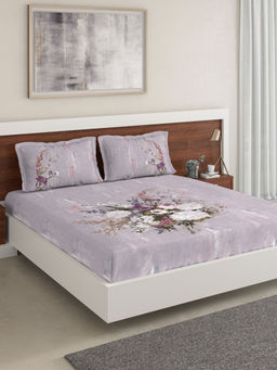 Ddecor Live Beautiful - DDECOR - Gardenia 180TC 100% Cotton Double Bedsheet with 2 Pillow Covers, King Size, Purple