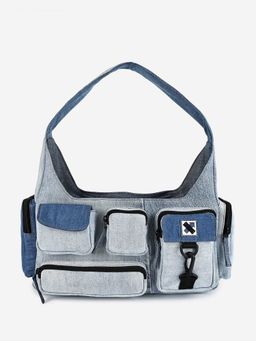 NO MORE - Pocket Cluster Denim Blue Hand Bag