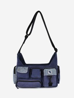 NO MORE - Pocket Cluster Denim Blue Cross Bag