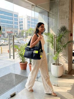 NO MORE - Pocket Cluster Hobo Denim Strobe Yellow Hand Bag