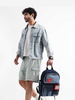 NO MORE - Pocket Cluster Denim Strobe Blue Backpack