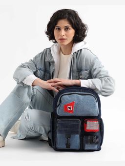 NO MORE - Pocket Cluster Denim Strobe Blue Backpack
