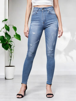 Miss Chase - Women Blue Solid Skinny Fit Jeans