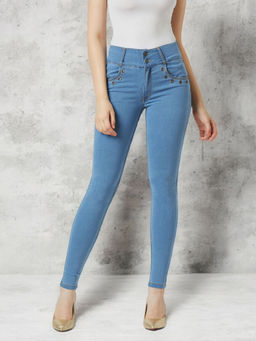 Miss Chase - Women Blue Solid Skinny Fit Jeans