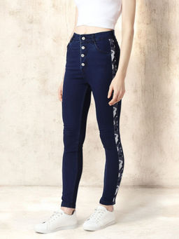 Miss Chase - Women Navy Blue Solid Skinny Fit Jeans