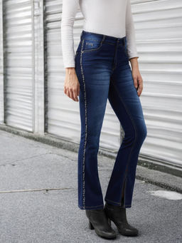 Miss Chase - Women Blue Solid Bootcut Fit Jeans