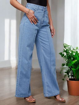 Miss Chase - Women Blue Solid Straight Fit Jeans