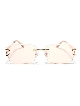 Voyage - Unisex Metal Brown Lens Rectangle Rimless Sunglasses - MG9120 (52)