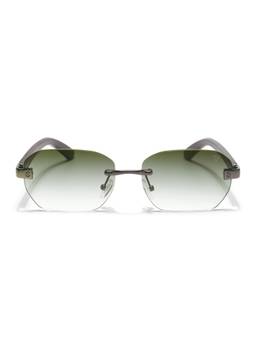 Voyage - Unisex Metal Green Lens Square Rimless Sunglasses - MG8980 (55)