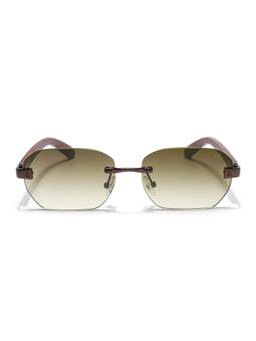 Voyage - Unisex Metal Green Lens Rectangle Rimless Sunglasses - MG8984 (55)
