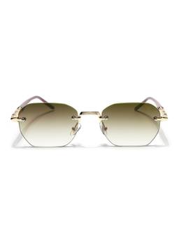 Voyage - Unisex Metal Green Lens Square Rimless Sunglasses - MG8985 (57)