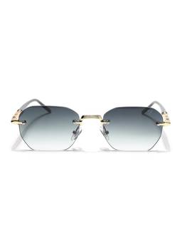 Voyage - Unisex Metal Grey Lens Rectangle Rimless Sunglasses - MG8986 (57)