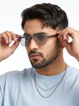 Eyejack - Unisex Metal Grey Lens Aviator Rimless Sunglasses -9818CL2533 (53)