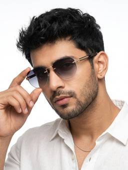 Eyejack - Unisex Metal Green Lens Aviator Rimless Sunglasses -9818CL2535 (53)