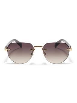 Voyage - Unisex Metal Brown Lens Pilot Rimless Sunglasses - MG8979 (53)