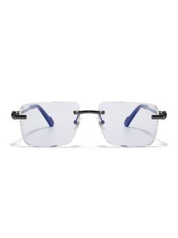 Voyage - Unisex Metal Grey Lens Square Rimless Sunglasses - MG8706 (58)