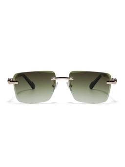 Voyage - Unisex Metal Green Lens Square Rimless Sunglasses - MG8709 (58)