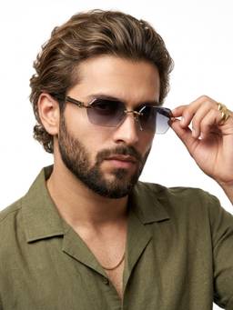 Eyejack - Unisex Metal Purple Lens Rectangle Rimless Sunglasses -C669CL2564 (55)